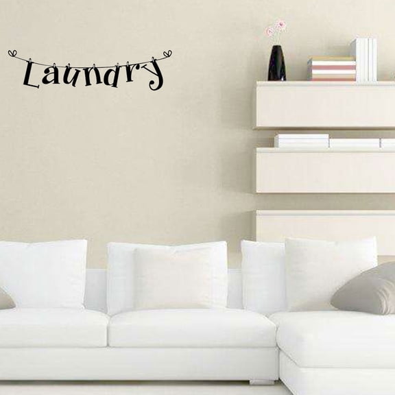 Riousery Laundry Quote Wall Decal - Black PVC Removable Vinyl Art Lettering Sticker for Home Decor, 5.9 x 23.6 inches / 15 x 60 cm Waterproof DIY Mural for Washroom Laundry Room Walls