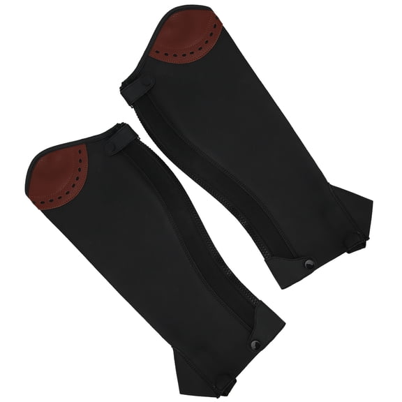 Riousery Leather Half Chaps Equestrian Horse Riding Leg Guard Protector for Adults, Water-Resistant Breathable Microfiber Riding Gear for Training and Sports, Black, Size S