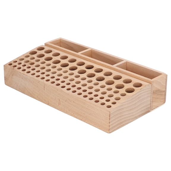 Riousery Leather Tool Holder 3 Grid 98 Holes Wooden Leathercraft Tool Rack Storage Stand Gift