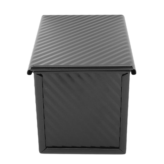 Riousery Loaf Pan Non Stick Bakeware For Baking Bread Carbon Steel Corrugated Toast Box Black With Lid
