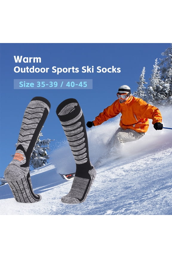 Long Ski Socks for Winter Sports Skiing and Snowboarding Black Men Boys Thermal (8.66 inches / 22.00 cm)