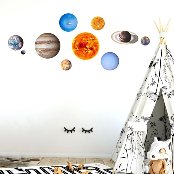 Riousery Luminous Solar System Themed Glowing Wall Sticker Home Decor for Children Room Bedroom