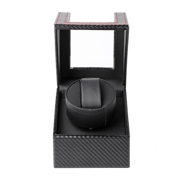 Riousery Luxury Single Automatic Watch Winder Display Box with Ultra Quiet Motor Organic Glass Carbon Fiber Leather Exterior Includes Power Adapter (100-240V AU Plug 9.84 in / 25 cm)