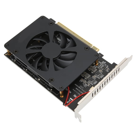 Riousery M.2 PCIE Adapter PCIe 4.0 X16 to 4 Port M.2 NVMe with Cooling Fan NVME Raid Card 4x32Gbps M.2 SSD Adapter for Windows 7.87 inches / 20 cm Length