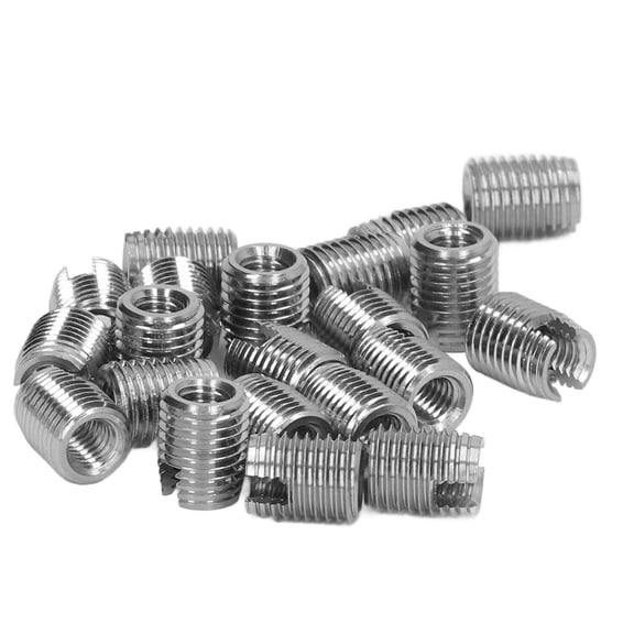 Riousery M4 x 0.7 Female Thread to M6.5 x 0.75 Male Thread 302 Stainless Steel Self Tapping Threaded Insert Nut Fastener Assortment Set for Plastic Alloy Cast Iron, 0.31 inches / 8mm Length (20Pcs)