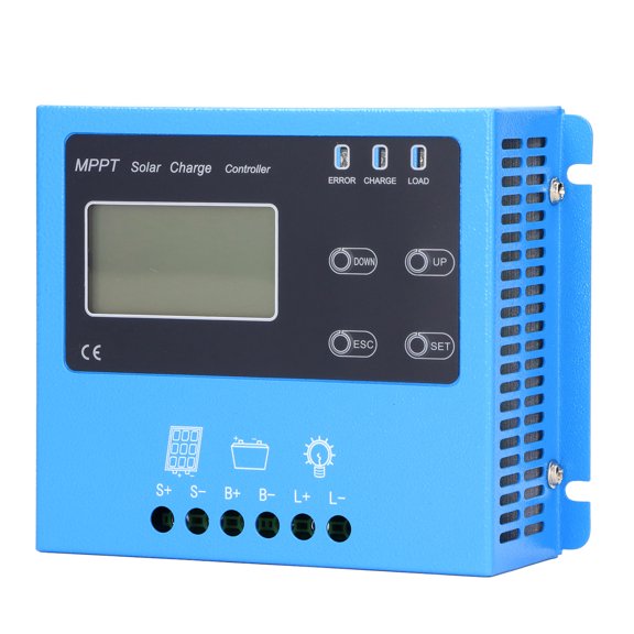 Riousery MPPT Solar Charge Controller 10A 12V / 24V Intelligent Panel Battery Regulator and Charge Control with Dual Unit LCD Display Screen 7.48x6.30x3.54 Inches / 19.0x16.0x9.0 cm