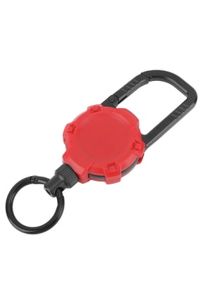 Magnetic Retractable Keychain Stainless Steel Wire Easy Pull Buckle Carabiner Key Chain Red 5.51 inches / 14 cm