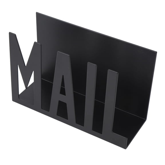 Riousery Mail Organizer Metal Stylish Hollow Design Desktop Mail Holder for Bills Letters Papers Black Home Office Desk Organizer File Sorter Paper Tray Document Rack High Capacity (15x5.5x9.5cm)