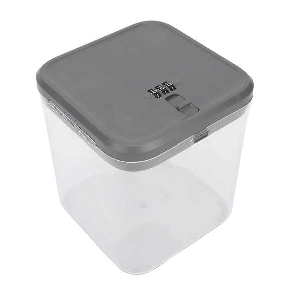 Riousery Medication Lock Box with Code, Lockable Storage Box for Snacks, Food, Phone, Clear Grey, Safe Refrigerator Bin Container, 6.3 x 5.5 x 5.5 inches / 16 x 14 x 14 cm