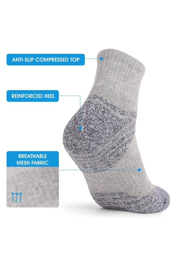 Men's Athletic Cotton Crew Socks 3 Pairs Thick Bottom For Hiking Trekking Walking Black Size XL 47-50 9.45 inches / 24 cm Outdoor Activity Breathable Footwear