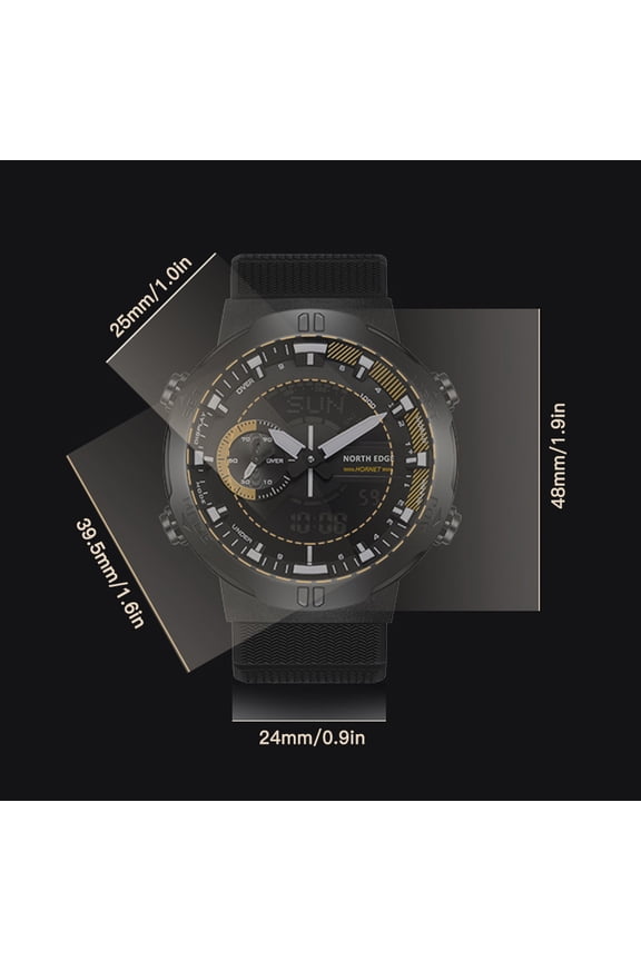 Men's Digital Sports Watch Waterproof 50M LED Backlight Alarm Stopwatch Dual Time Analog-Digital Wristwatch, Black/Gray