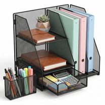 MEHOOM 3-Tier Monitor Stand Riser with Drawer and Pen Holders, Desk ...