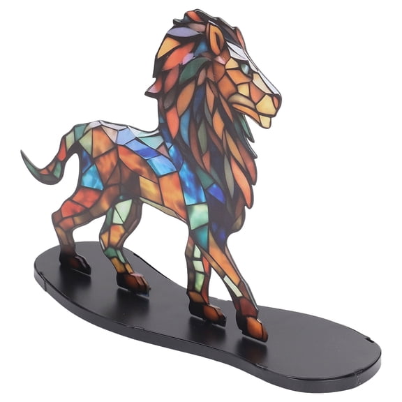 Riousery Metal Lion Shaped Desktop Ornament Exquisite Alloy Animal Statue Decorative Figurine for Home Office Study Relaxation, 9.4 inches / 23.9 cm