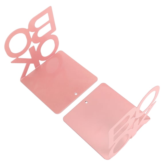 Riousery Metal Non Slip Heavy Duty L Shape Book Stopper Bookends for Shelf Cabinet Organizer, Pink, 2 Count