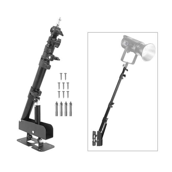 Riousery Metal Wall Mounting Light Stand Triangle Boom Arm for Photography Strobe Light Monolight Softbox Reflector Ring Light, 180 Adjustable, Max Length 39 inches / 100 cm, Black