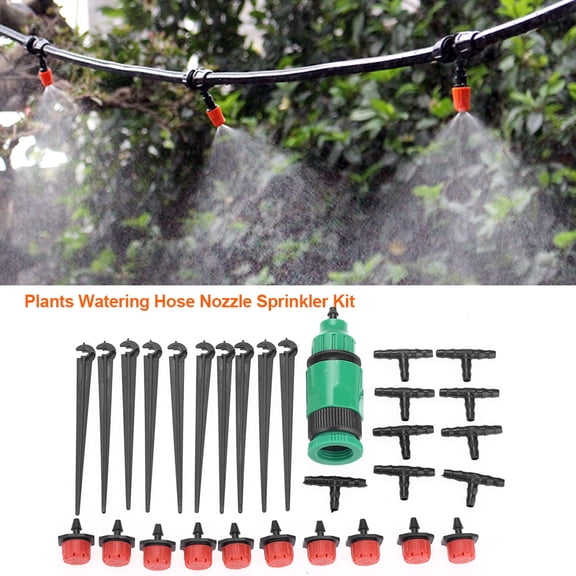 Riousery Micro Drip Irrigation Kit 5M Garden Watering Hose Nozzle Sprinkler System (16.4 ft / 5 m)