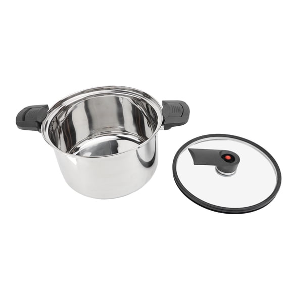 Riousery Micro Pressure Cooker 20cm Multifunctional Household Stainless Steel Soup Pot with Glass Lid Premium Stove Stew Pot for Kitchen Cooking Meals Easy to Clean