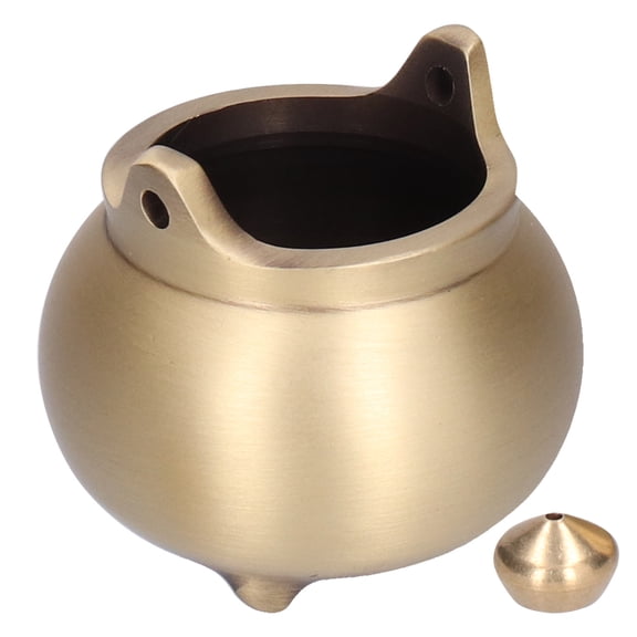 Riousery Mini Copper Incense Burner 3-Legged Stick Holder in Gold - Elegant Zen Home Decor for Household Crafts, Meditation, Yoga, & Buddhist Supplies (2.0 x 2.0 x 1.6 inches)