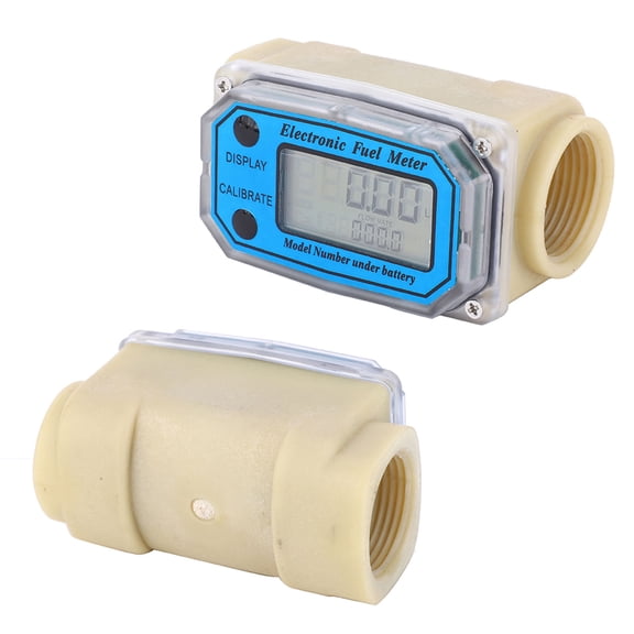 Riousery Mini Digital Turbine Flow Meter 1 Inch BSPT Fuel Flowmeter 10-90L/min High Accuracy LCD Display Liquid Measurement Tool for Diesel Gasoline Kerosene Urea Water with Modular Design Blue