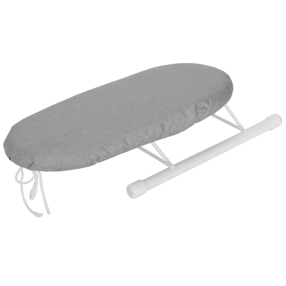 Riousery Mini Ironing Board Foldable Sleeve Cuffs Collars Tabletop Ironing Table for Home Travel Use, Premium Silver Solid Color Cover, Portable Board 10.2 inches / 26 cm Length