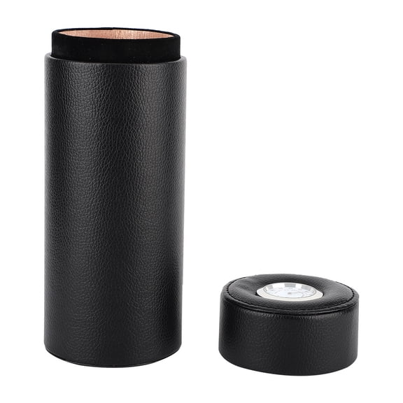 Riousery Mini Portable PU Leather Cedarwood Lined Cigar Humidor Storage Pot Box, Holds 6 Cigars, Built-in Hygrometer and Humidifier Included, Perfect Gift Set, Black (3x3x7.9 in / 7.5x7.5x20 cm)