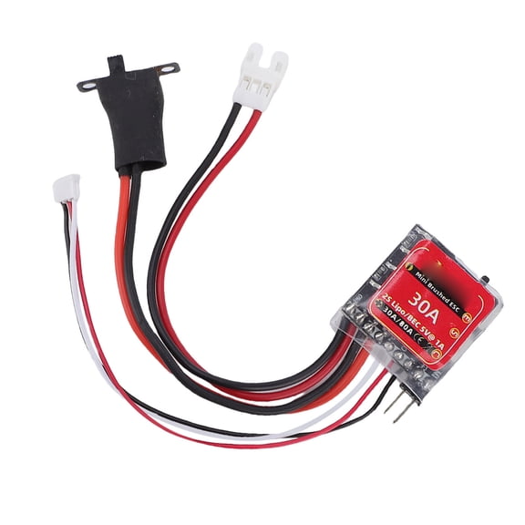 Riousery Mini RC Brushed ESC 30A with Brake for 1/32 1/18 1/24 Scale Micro DIY Car Boat, Compatible with 2S Lipo Ni-MH Battery, N20 N180 Motor Speed Controller Electronic Component (0.42 oz / 12 g)