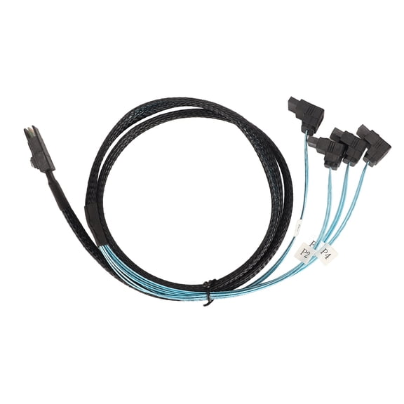 Riousery Mini SAS SFF to 4 SATA 7Pin Data Cable SFF 8087 Right Angle Cord for Hard Disk Computer 3.2ft / 1m High Speed Data Transfer PVC Material