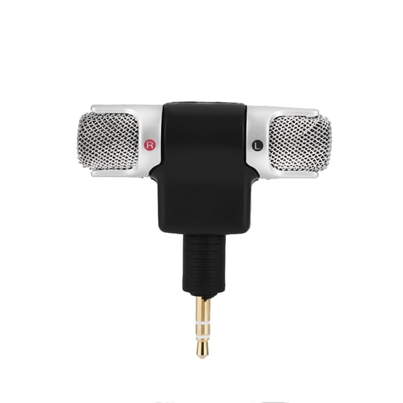 Riousery Mini Stereo Microphone with 3.5mm Gold-Plated Plug and Adjustable Angle for PC, Laptop, Sound Recorder, MD, and Camera, High-Fidelity Audio Capture, Black (10 inches / 25.4 cm)
