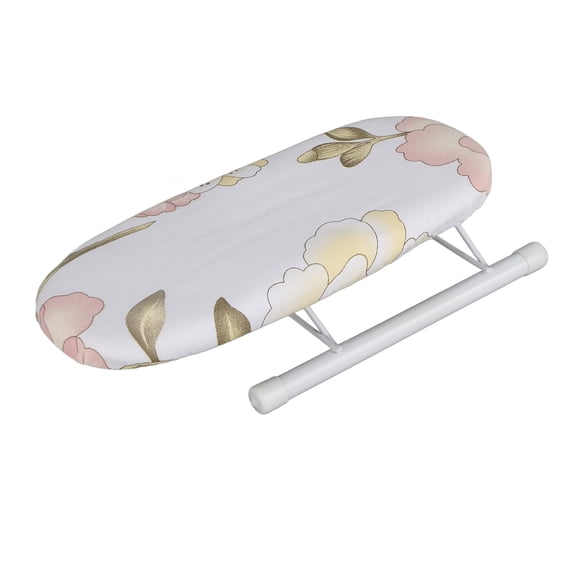Riousery Mini Tabletop Ironing Board Foldable Space-Saving Sleeve Cuff Collar Handling Table with Washable Peony Cotton Cover - 10.43 inches / 26.5 cm Length