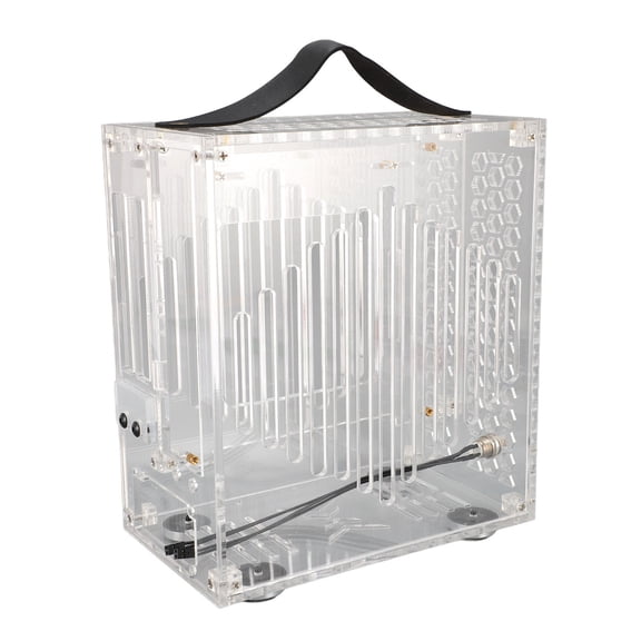 Riousery Miniature ITX PC Case, Clear Acrylic Portable Desktop Computer Chassis, 360 Degree Open Airflow, Supports FLEX Power & 190mm GPU, 9.06x8.07x4.72 inches / 23x20.5x12 cm