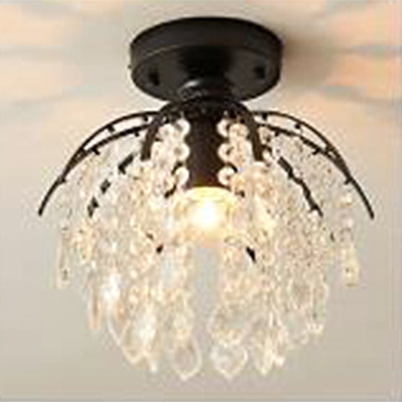 Riousery Modern Crystal Ceiling Light Fixture, Elegant Postmodern Chandelier for Balcony Entryway Corridor Bedroom, Black Finish, US Standard E26 Socket (11.02 inches / 28 cm Diameter)[cite: 1]