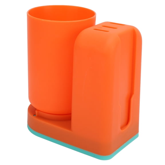 Riousery Modern Wall Mounted Toothbrush Holder with Cup, Space Saving Bathroom Organizer Set, No Drilling Required, Multipurpose Storage Cup Holder, Orange, 5.12 inches / 13 cm