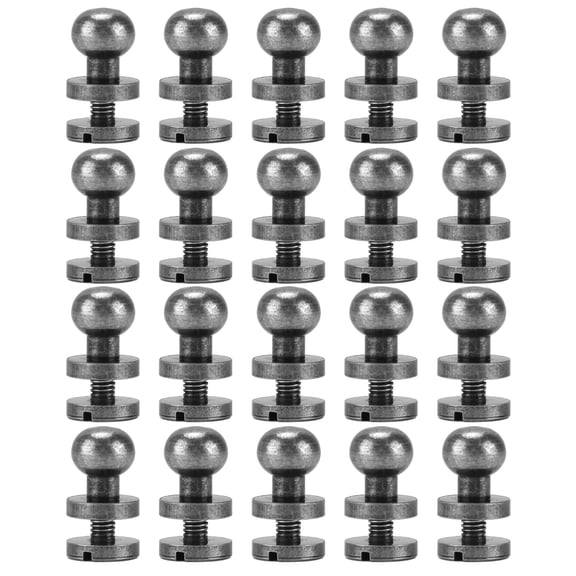 Riousery Monk Rivets Brass Round Head Stud Screws Nails Luggage Jewelry Hardware Accessories 0.28x0.24 inches / 7x6mm 20 Sets Antique Silver