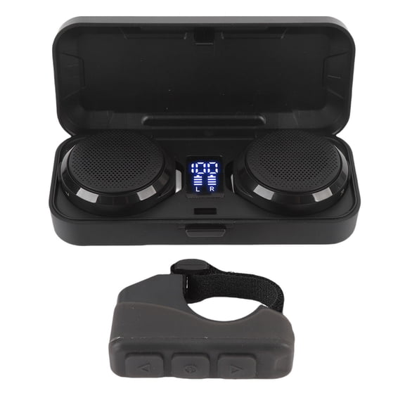 Riousery Motorcycle Bluetooth Headset with Charging Case 1900mAh Wireless Helmet Speaker Remote Control Long 50H Battery Life for Skiing Cycling 7.08x3.93x1.96 Inches / 18.0x10.0x5.0 cm Black