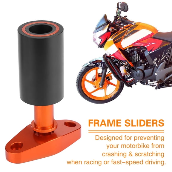 Riousery Motorcycle CNC Frame Sliders AntiCrash Aluminum Alloy Pad Falling Protector for KTM 390, Premium T6061 Adjustable Crash Pad Protection (5.3 in / 13.5 cm), Orange, 2 Pieces