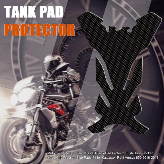 Riousery Motorcycle Gas Tank Pad Carbon Fiber Fish Bone Sticker Knee Grip Traction Side Pads Fuel Oil Protector Decal Replacement for Kawasaki Versys 650 2016-2018 (12.6 x 6.3 Inches / 32 x 16 cm)