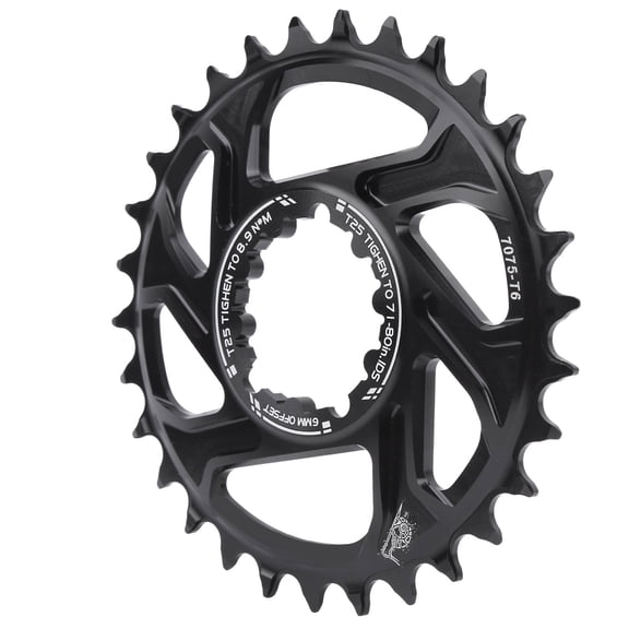 Riousery Mountain Bike Chainwheel 6mm Offset Single Chainring Crankset, Direct Mount 30T Narrow Wide Tooth Snail Plate Fit for GXP 8-11 Speed Chain Bicycle Accessories, Black
