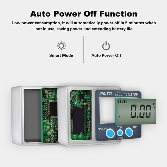 Riousery Multi-functional Digital Inclinometer Zinc Alloy Shell 360 Degree Electronic Protractor Mini Digital Angle Gauge with Magnet, Silver (2.24 inches / 5.7 cm)