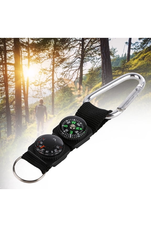 Multifunction Waterproof Mini Portable Thermometer Compass Key Ring For Outdoor Camping Hiking