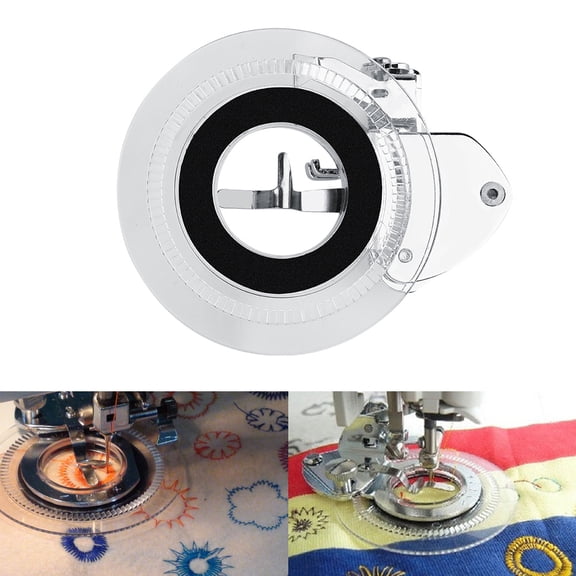 Riousery Multifunctional Flower Sewing Machine Presser Foot Embroidery Stitch Circles Attachment for Low Shank Machines 3.66 inches / 9.3 cm