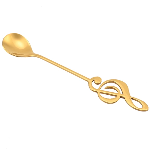 Riousery Musical Note Gold Stainless Steel Dessert Spoon, Luxury Coffee Stirring Spoon for Tea Cake Appetizers (Gold, 6.1 inches / 15.5 cm)