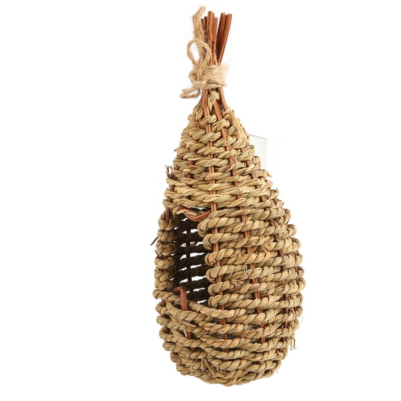 Riousery Natural Grass Woven Bird Nest, Hanging Hand Woven Hummingbird Nest Hut Shelter for Outdoor Garden Patio Decoration, Eco-Friendly Resting Breeding House for Finches and Small Birds [cite: 7]