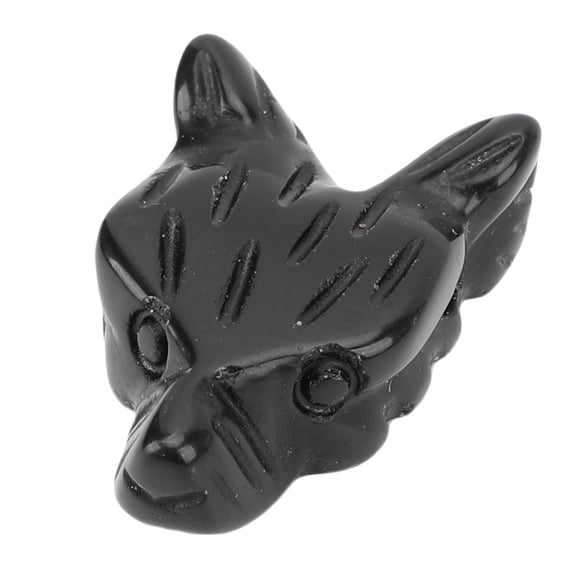 Riousery Natural Onyx Wolf Head Shape Pendant Necklace Black Obsidian Crystal Carved Animal Statue Decoration Men Women Holiday Present 1.96 inches / 5 cm
