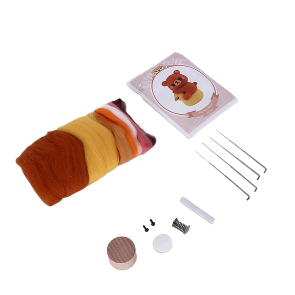 Riousery Needle Felting Kit Natural Material Easy Operation Safe Eco Friendly Relieve Pressure Craft Set for Beginners with Multiple Accessories Included (14 inches / 35.56 cm)