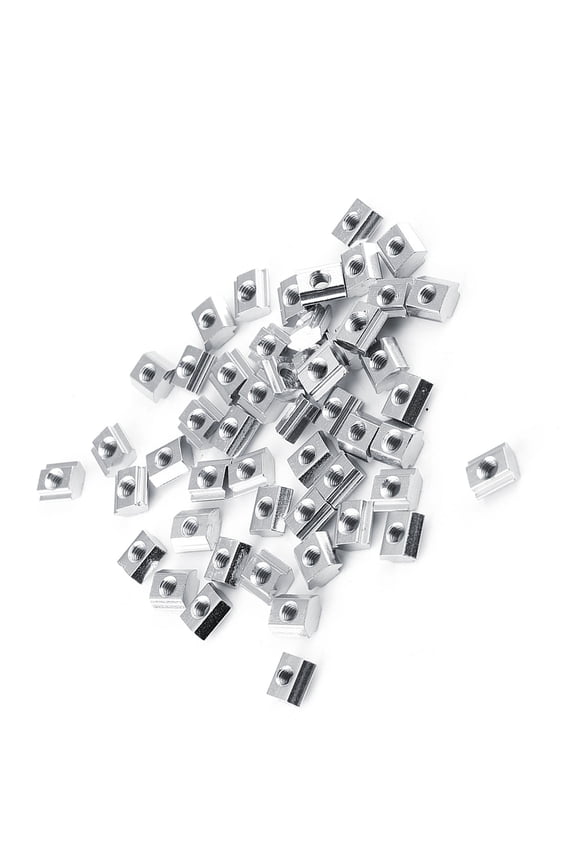Nickel Coated Carbon Steel Sliding T Slot Nut for Aluminum Profile Accessories EU20 M4 50 Pieces Silver Hardware Nuts for Woodworking Custom Built Fastener Systems (0.15 inches / 4 mm)