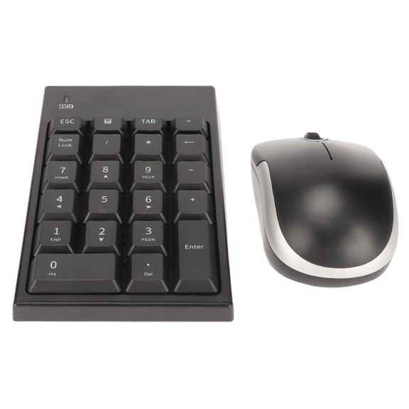 Riousery Number Pad Mouse Combo 2.4GHz Wireless 22 Keys 1200DPI USB Optical Mouse Numeric Keypad Set for Banks Schools Companies (10 inches / 25.4 cm), Black