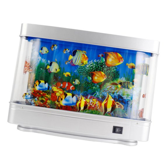 Riousery Ornamental Fish Simulation Lamp Imitation Aquarium LED Seascape Desktop Night Light Gift, 12.2 inches / 31 cm, White - US Plug