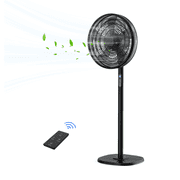 Riousery Oscillating Pedestal Fan, 16" Digital Stand Fan, 8 Speed, 9H Timer,Standing Floor,Remote Control,Black,New