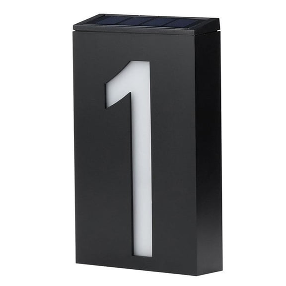 Riousery Outdoor Solar Powered LED Number Sign Light for House Hotel Store Door Address Plate, Waterproof Illuminated Signage with Built-in Battery, High Visibility, Number 1 (7.1 inches / 18 cm)
