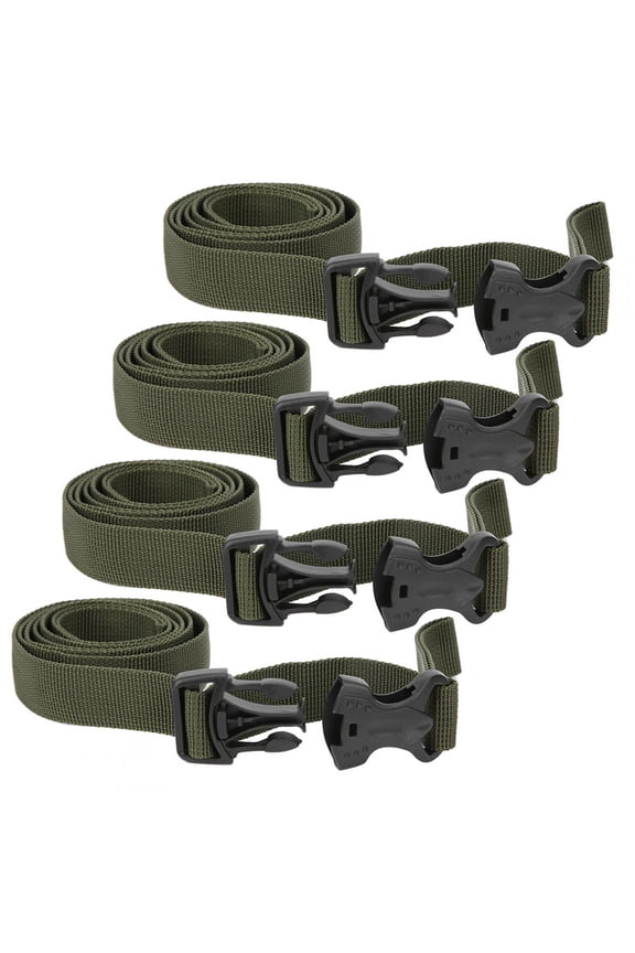 Outdoor Tent Luggage Strap Double Safety Buckle Baggage Packing Belt Suitcase Fixed Rope, 4 Pack Adjustable PP Webbing Travel Straps, Military Green, 53.15 inches / 135 cm